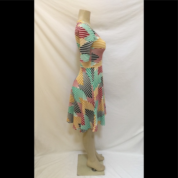 NWT LuLaRoe XXS Nicole Multi-Color Striped Dress - Picture 3 of 8